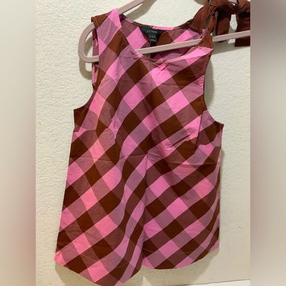 NWT J Crew Preppy 0 Pink Rust Brown Burgundy Grosgrain Ribbon Tie Top Strap Tank - Picture 8 of 8